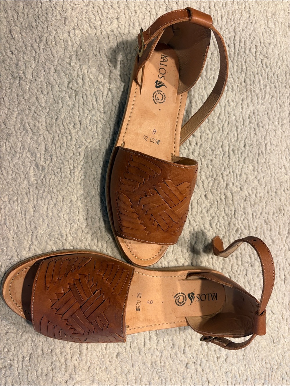 Women’s Brown Leather Woven Sandals